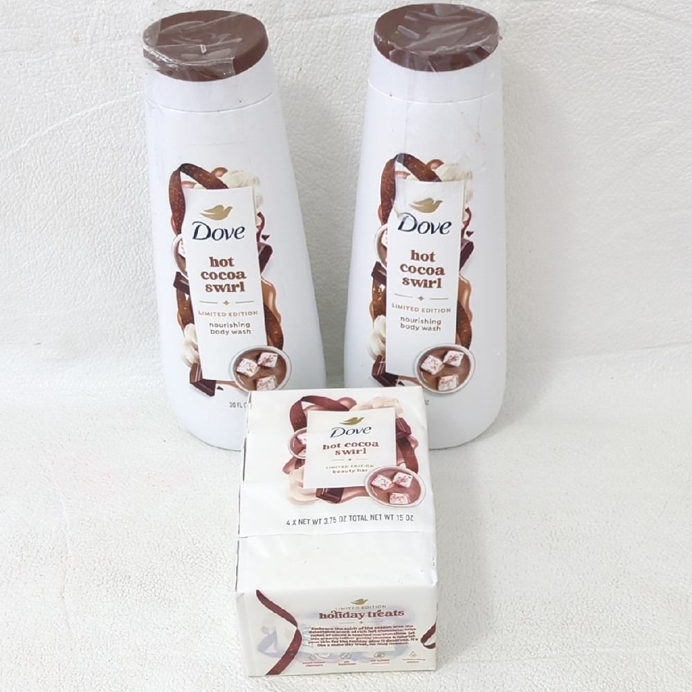 Dove Hot Cocoa Swirl Nourishing Body Wash & Soap Lot of 3